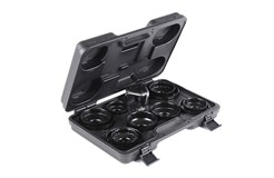 Profiled oil filter sockets for removing and installing oil filter housing for replacement of oil filter element. Also fits over ordinary oil filters.