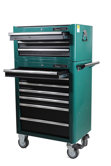 Werkzeugwagen mit Werkzeugen, 10 Schubladen, grün