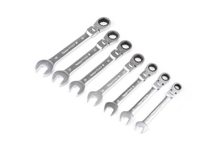 Combination wrench set with ratchet, flexible, 10-19 mm