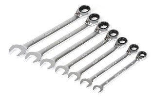 Combination wrench set with ratchet, 10-19 mm