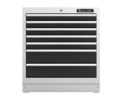 Schrank, 7 Schubladen, grau