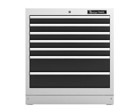 Schrank, 7 Schubladen, grau