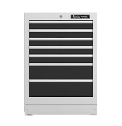 Schrank, 7 Schubladen, grau