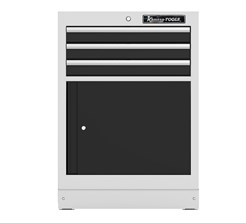 Schrank, mit Türen und 3 Schubladen, grau