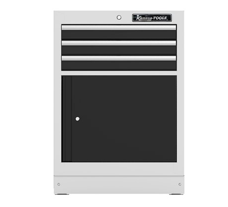 Schrank, mit Türen und 3 Schubladen, grau