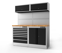 Werkstatteinrichtung, 2 Module mit Holzarbeitsplatte