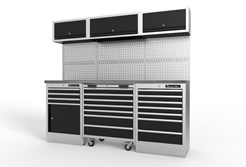 Werkstatteinrichtung, 3 Module mit Edelstahl-Arbeitsplatte