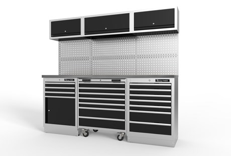 Werkstatteinrichtung, 3 Module mit Edelstahl-Arbeitsplatte