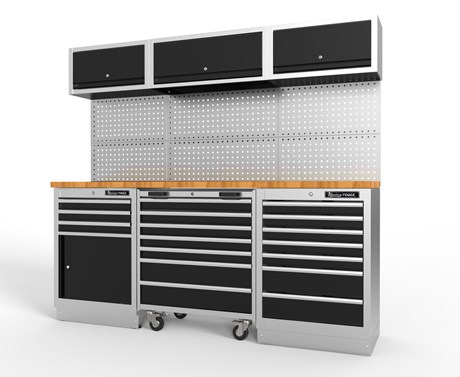 Werkstatteinrichtung, 3 Module mit Holzarbeitsplatte