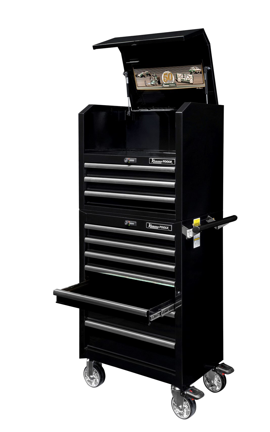 Tool trolley with top cabinet, narrow